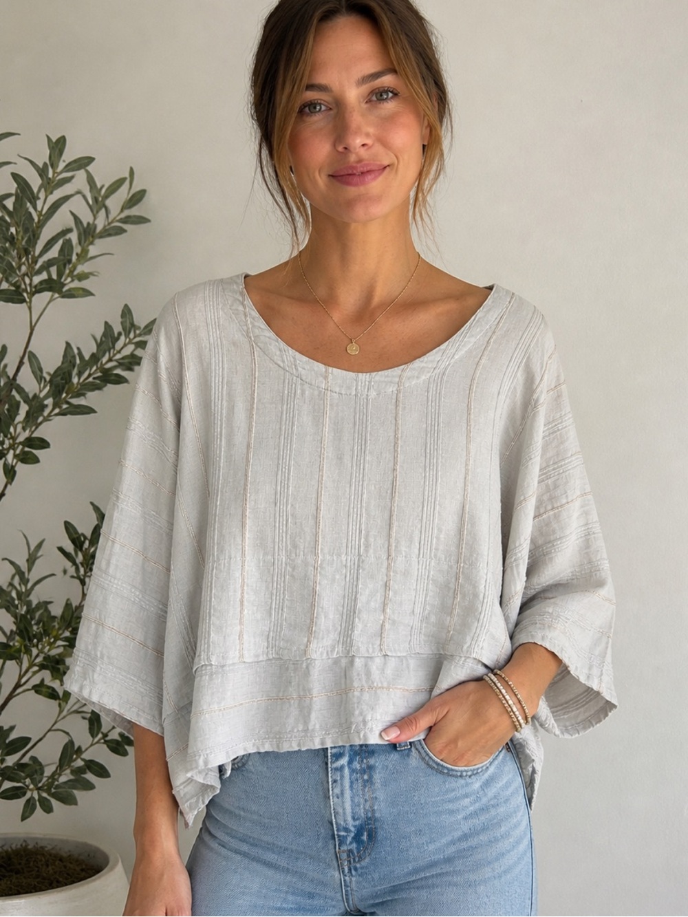 Cannisse Women’s Linen Blend Boho Relaxed Fit Top size XL